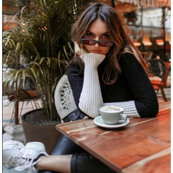 ZARA // cable knit color block turtleneck sweater - Picture 14 of 14